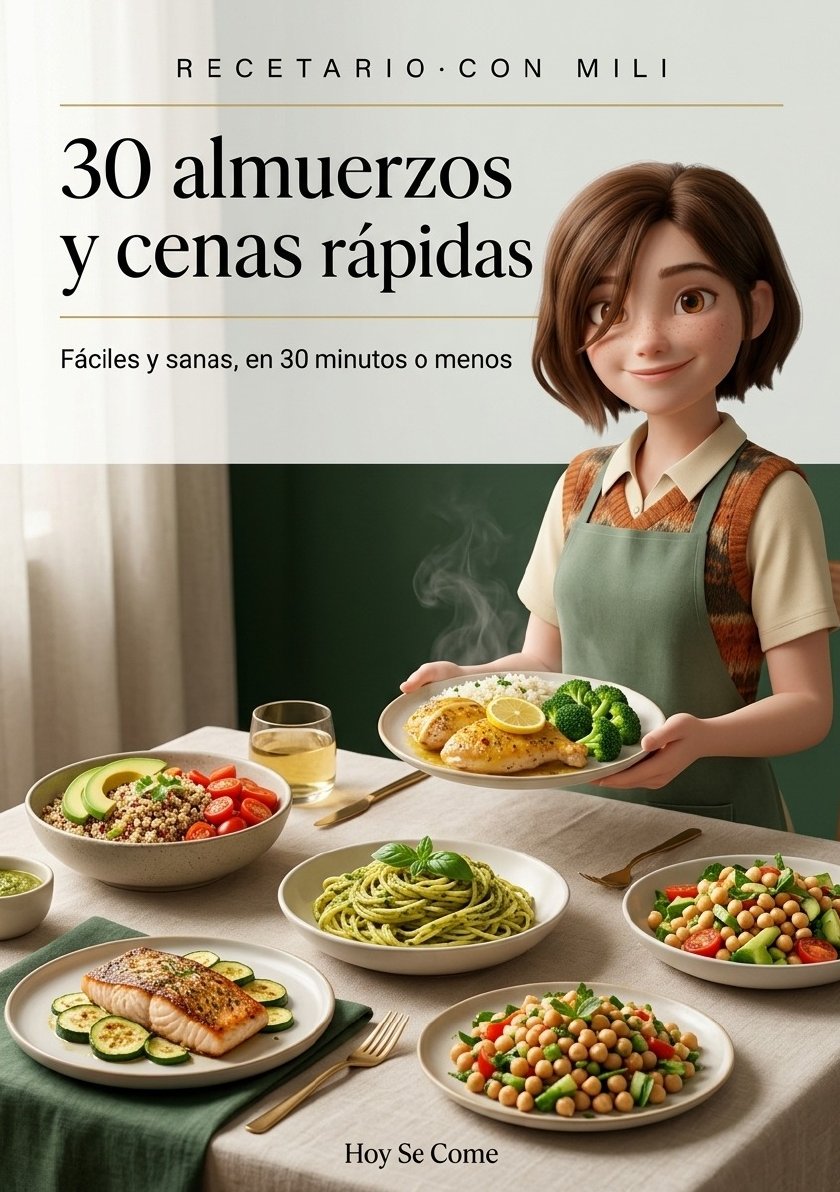 Tapa del recetario incluido: 30 almuerzos y cenas rápidas